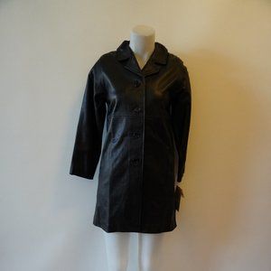 Women's Black Genuine Leather Mid-Length Jacket NWD
